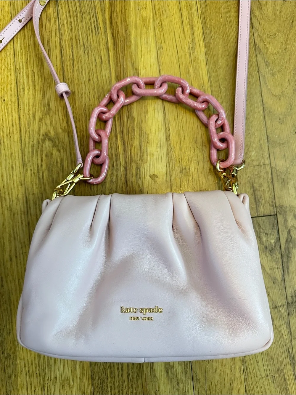 kate spade Blush Pink Leather Shoulder Bag with Chain Top Handle